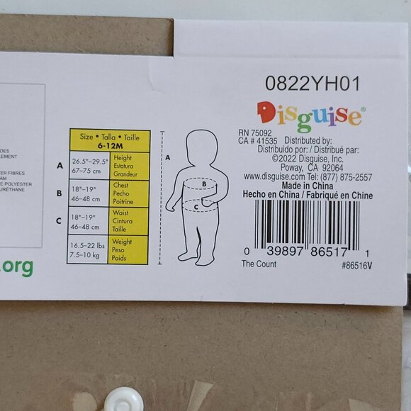 ADORABLE SESAME STREET Baby Costume The Count 6-12 Months BNIP Halloween - Picture 6 of 6